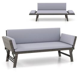 SlickBlue - Outdoor Convertible Sofa Daybed with Adjustable Armrests for Balcony or Patio - Gray
