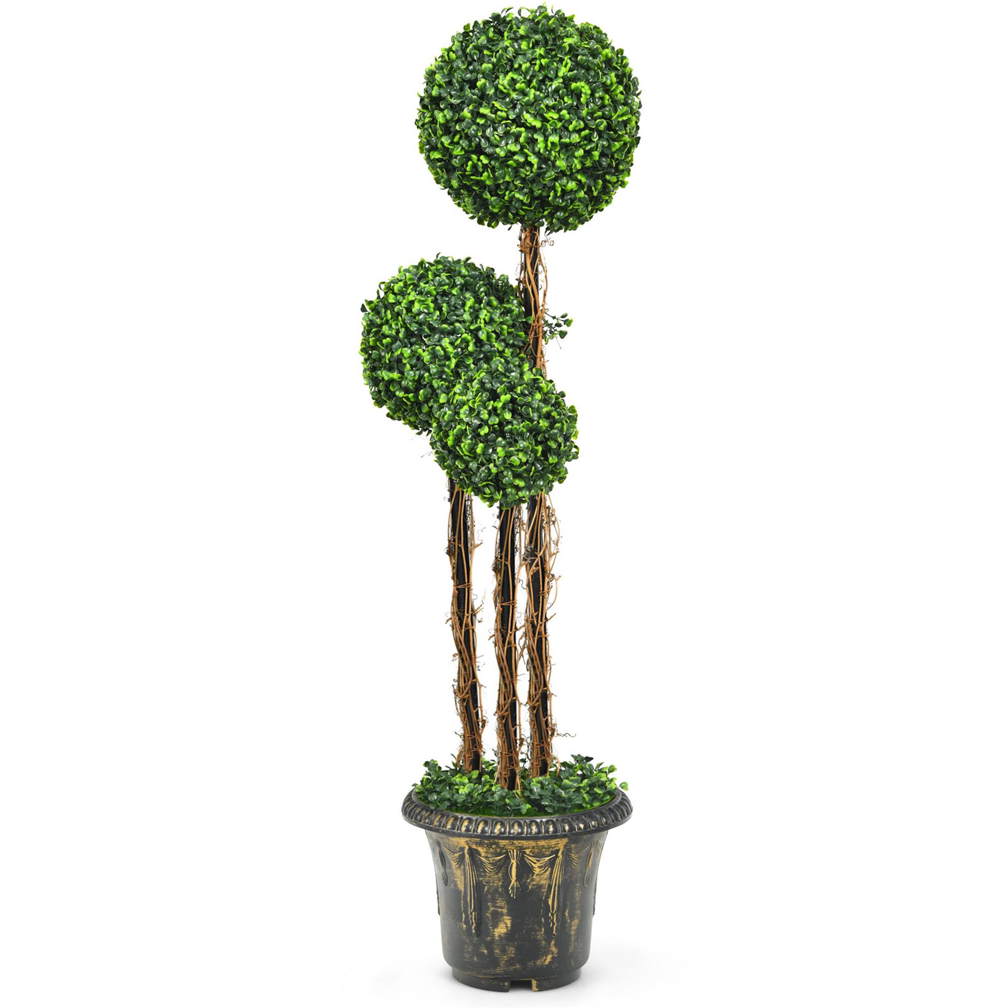 Alt View 6. Gymax - Gymax 4 Ft Artificial Topiary Tree Fake Triple Ball Plant Home Office Decoration - Green.