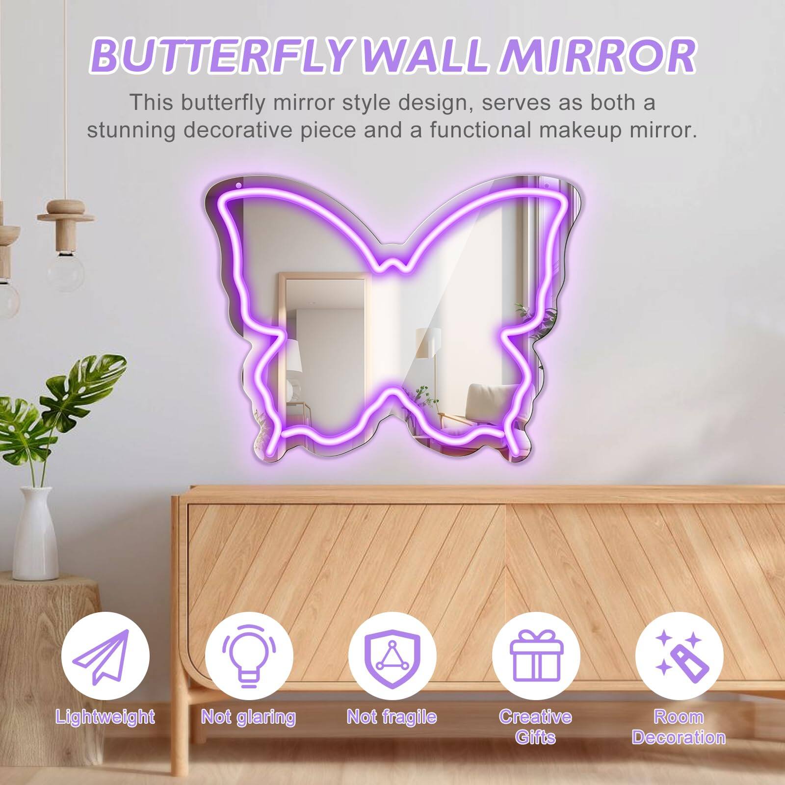 BUTTERFLY WALL MIRROR

This butterfly mirror style design serves as both a stunning decorative piece and a functional makeup mirror.

- Lightweight
- Not glaring
- Not fragile
- Creative Gifts
- Room Decoration