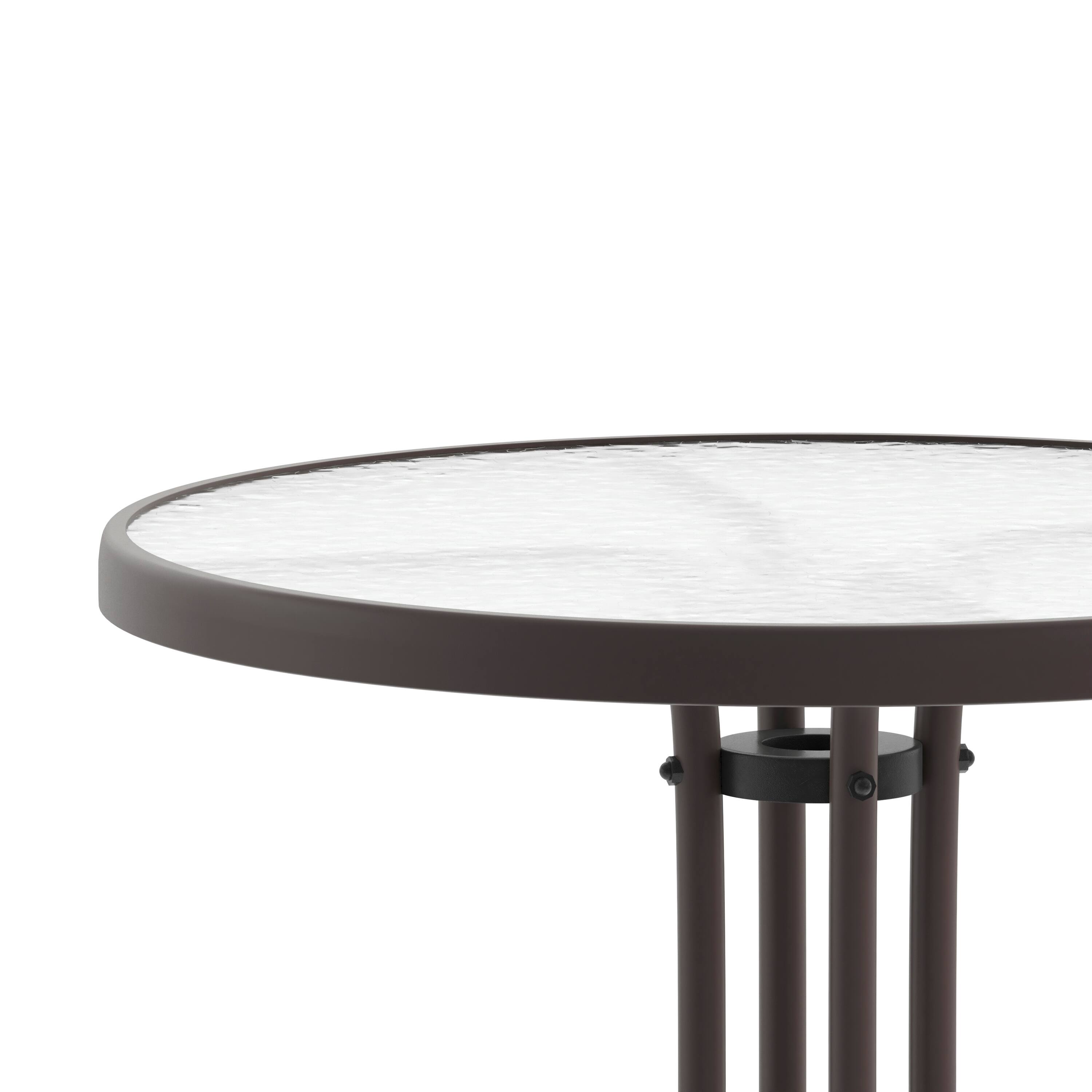 Alt View 10. Emma + Oliver - 23.75" Round Tempered Glass Metal Table with Smooth Ripple Design Top - Clear Top/Bronze Frame.