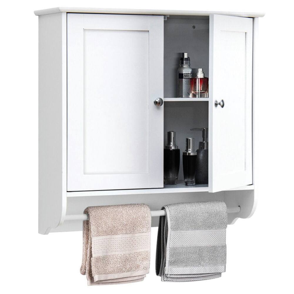 Alt View 5. Pefilos - Wall Mounted Bathroom Storage Medicine Cabinet with Towel Bar-White, Bathroom Cabinet for Bathroom Laundry Room Kitchen - White.
