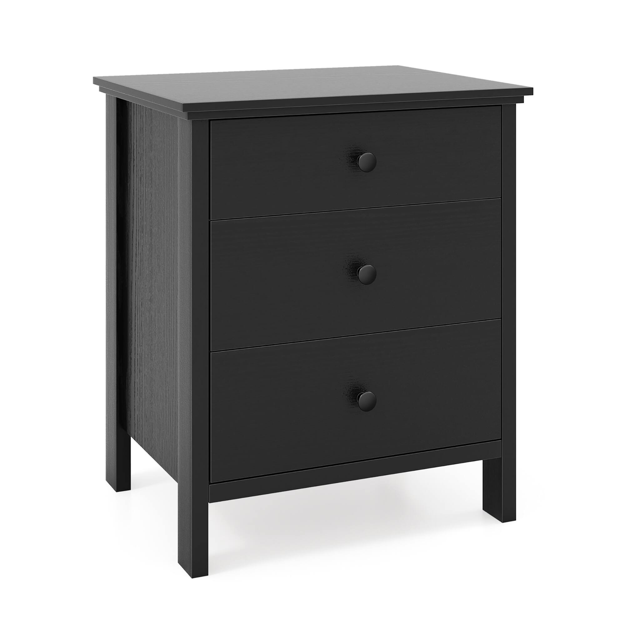 Alt View 9. Gymax - Gymax Nightstand w/ 3 Drawer for Bedroom Compact Storage Chest Modern Sofa Side - Black.