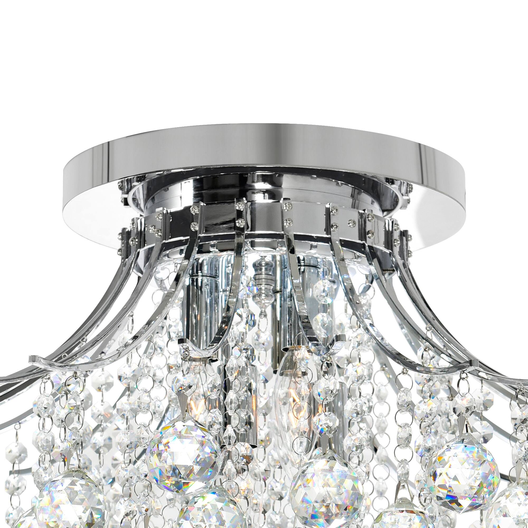 Back. CWI Lighting - Princess 6 Light Flush Mount With Chrome Finish - Chrome.