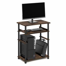 Furinno - HOME Desk, Gaming Desk with Keyboard Tray, Open Shelf Computer Desk, for Home Office, Study Room, Dorm, Bedroom - Amber Pine/Black