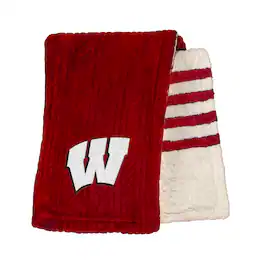 Pegasus - Wisconsin Badgers 60'' x 70'' Cable Knit Sherpa Blanket - Multicolor