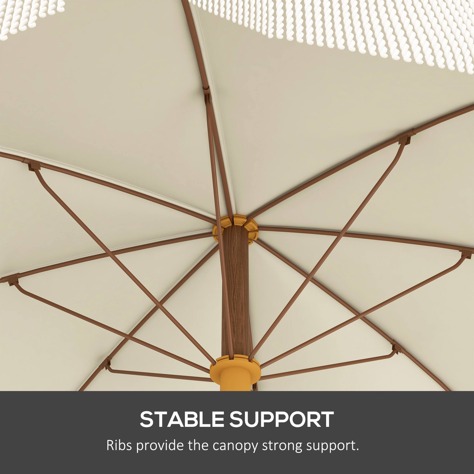 STABLE SUPPORT
Ribs provide the canopy strong support.