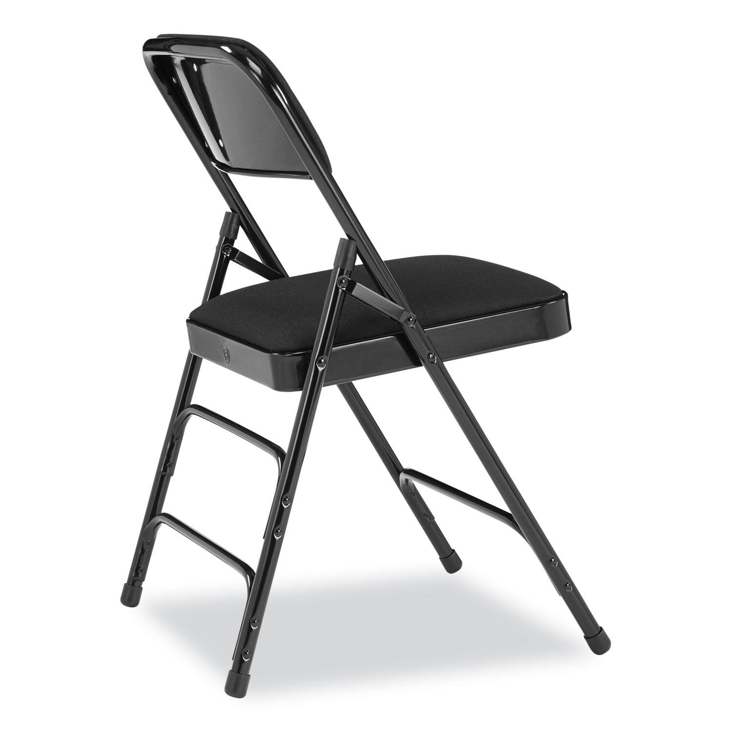 Back. National Brand - 2300 Series Fabric Upholstered Triple Brace Premium Folding Chair Supports Up to 500 lb Midnight Black 4/Carton - Black.