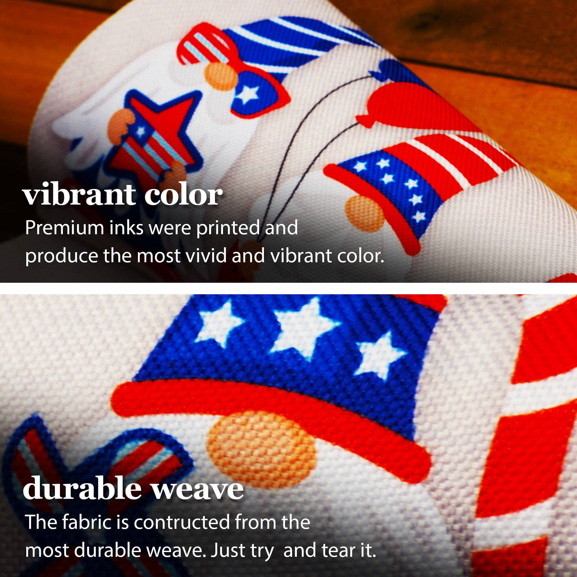 vibrant color  
Premium inks were printed and produce the most vivid and vibrant color.  

durable weave  
The fabric is constructed from the most durable weave. Just try and tear it.
