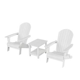 WestinTrends - Tuscany 3PC HIPS Outdoor Adirondack Seashell Chair Set With Side Table - White