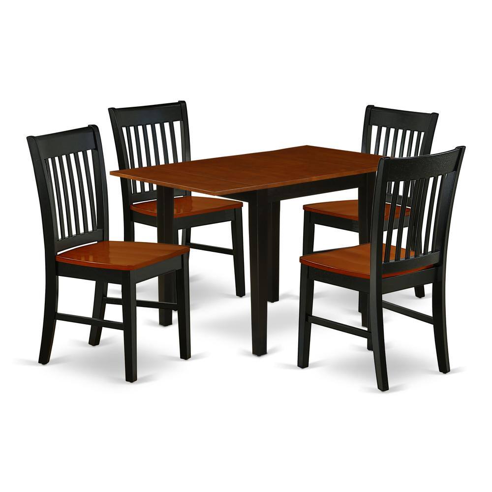 Left. East West Furniture - Dining Room Set Black & Cherry - Brown.