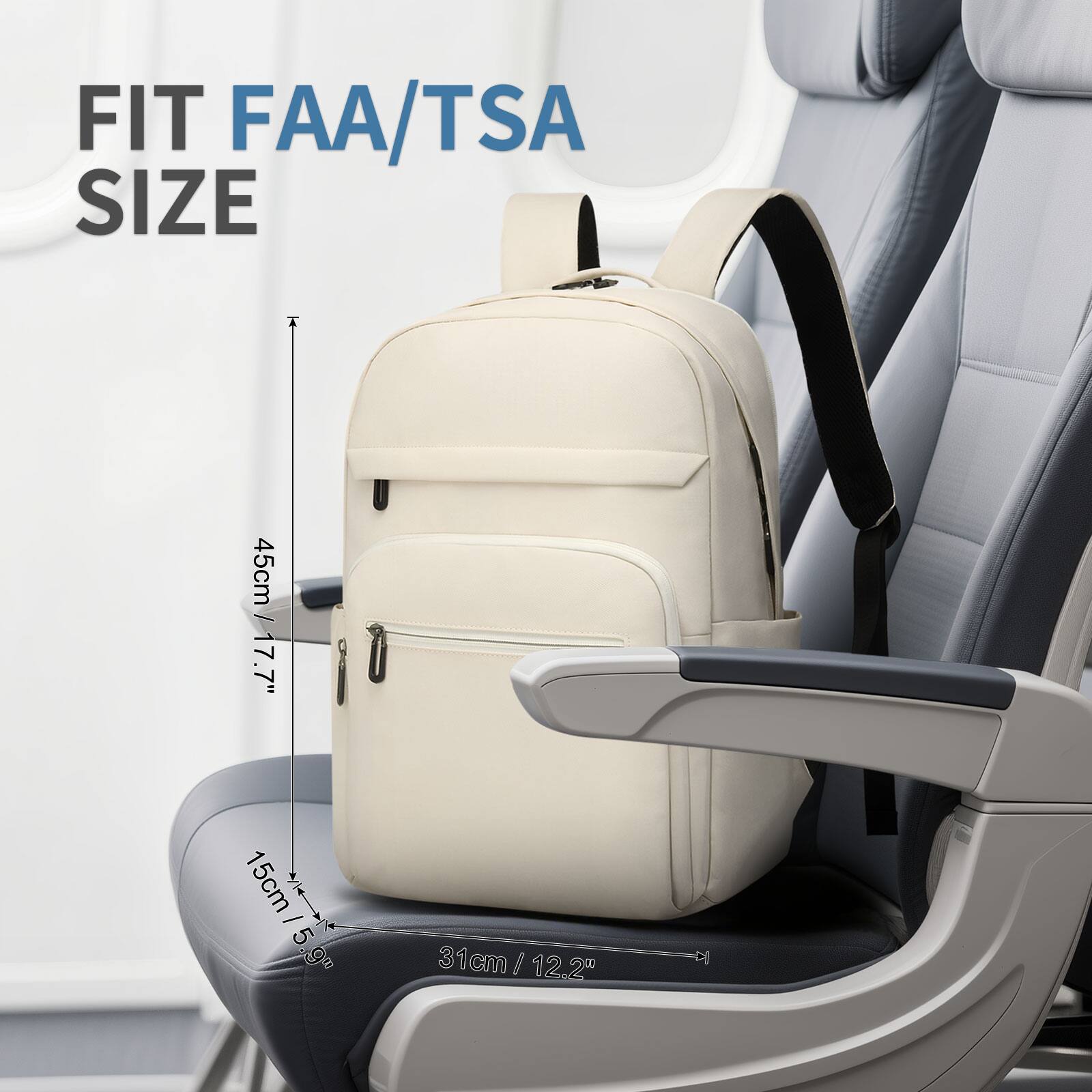 FIT FAA/TSA SIZE  
45cm / 17.7"  
15cm / 5.9"  
31cm / 12.2"