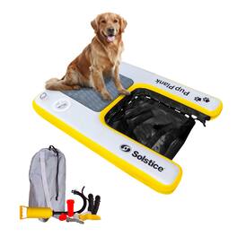 Solstice - Inflatable Pup Plank Mini Dog Ramp Water Float Ladder Step, Multicolor - Gray / yellow