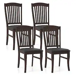 Gymax - Modern Dining Chairs Set of 4 Armless Kitchen Chairs w/Upholstered Seat - Dark Brown