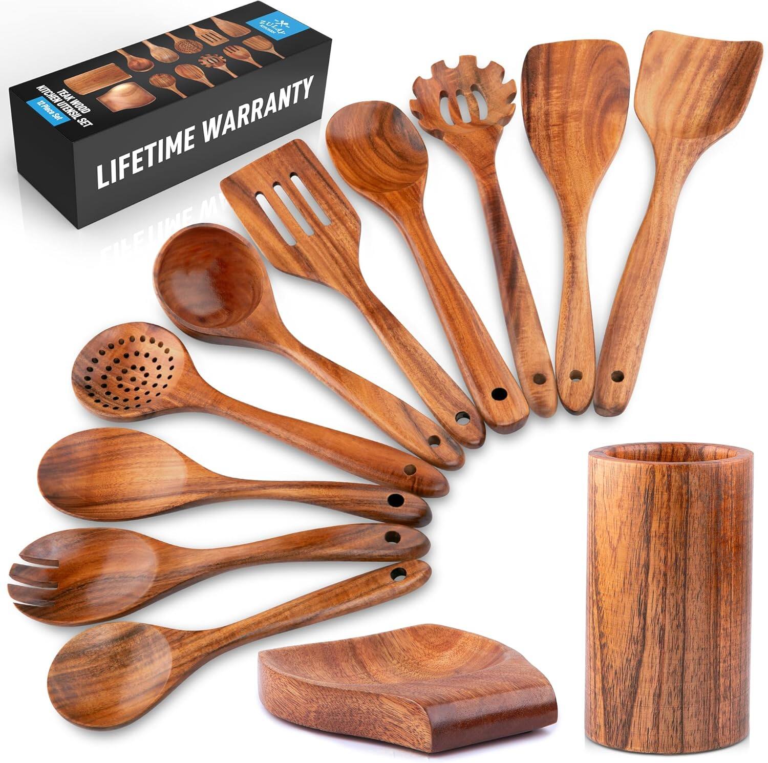ULTRA KITCHEN TEAK WOOD Premium Set UTENSIL SET WARRANTY LIFETIME