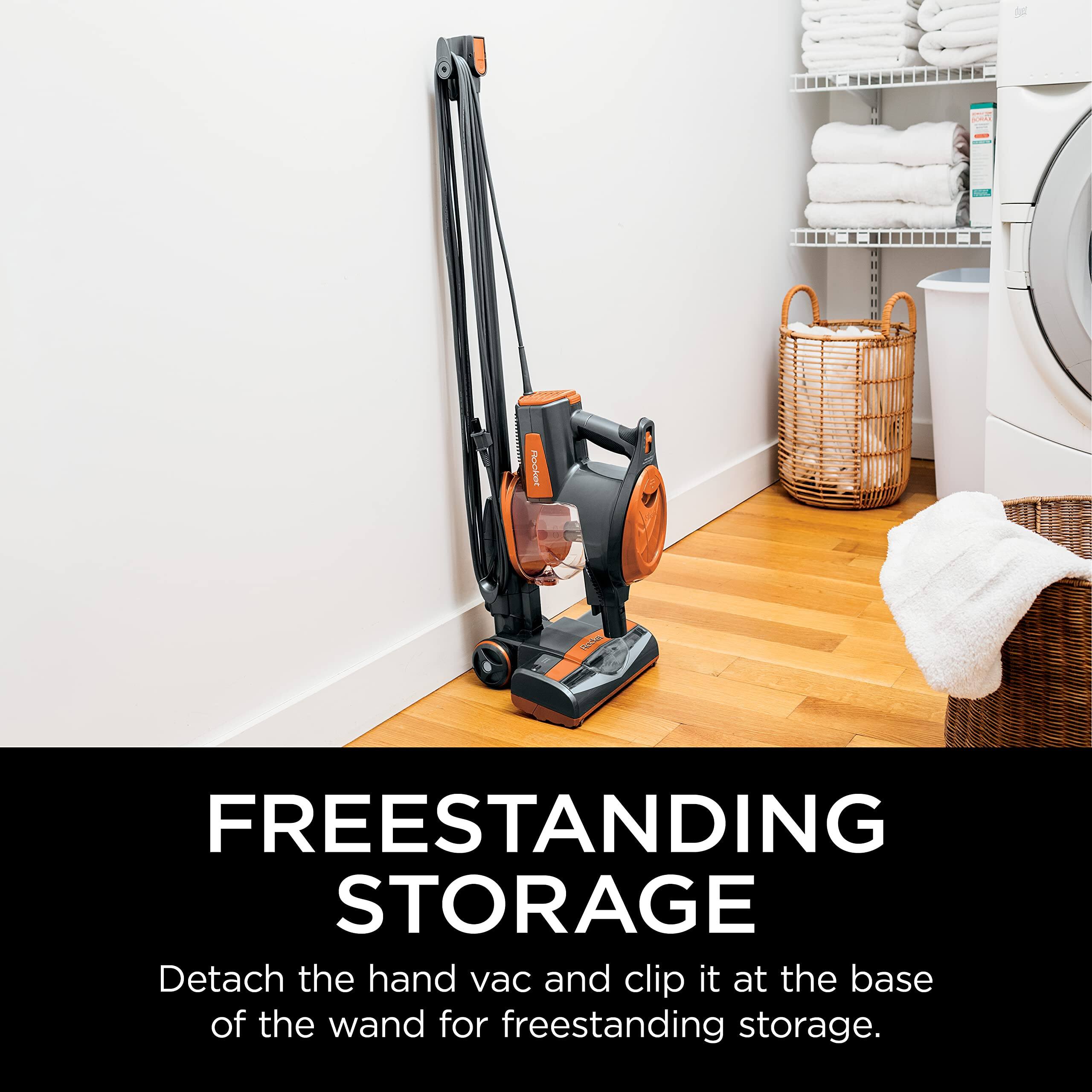 FREESTANDING STORAGE

Detach the hand vac and clip it at the base of the wand for freestanding storage.