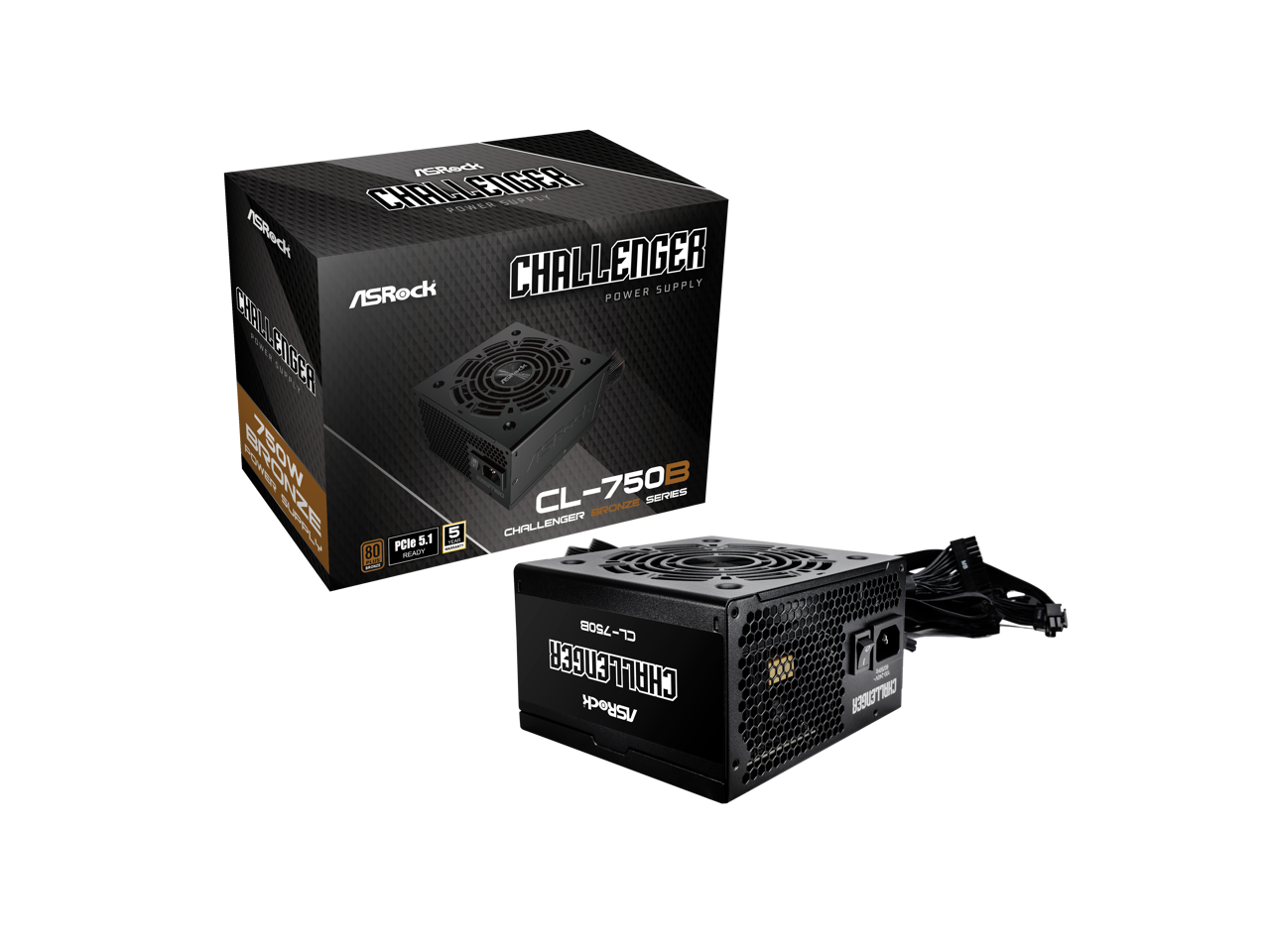 ASRock - Challenger CL-750B 750W 80 PLUS Bronze PCIe5.1 Dual Color 5Y