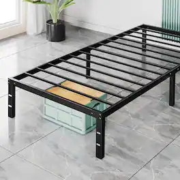 AOITUN - Heavy Duty Queen Metal Platform Bed Frame, Noise-Free Steel Base, 14 Inch High Clearance, No Box Spring - Black