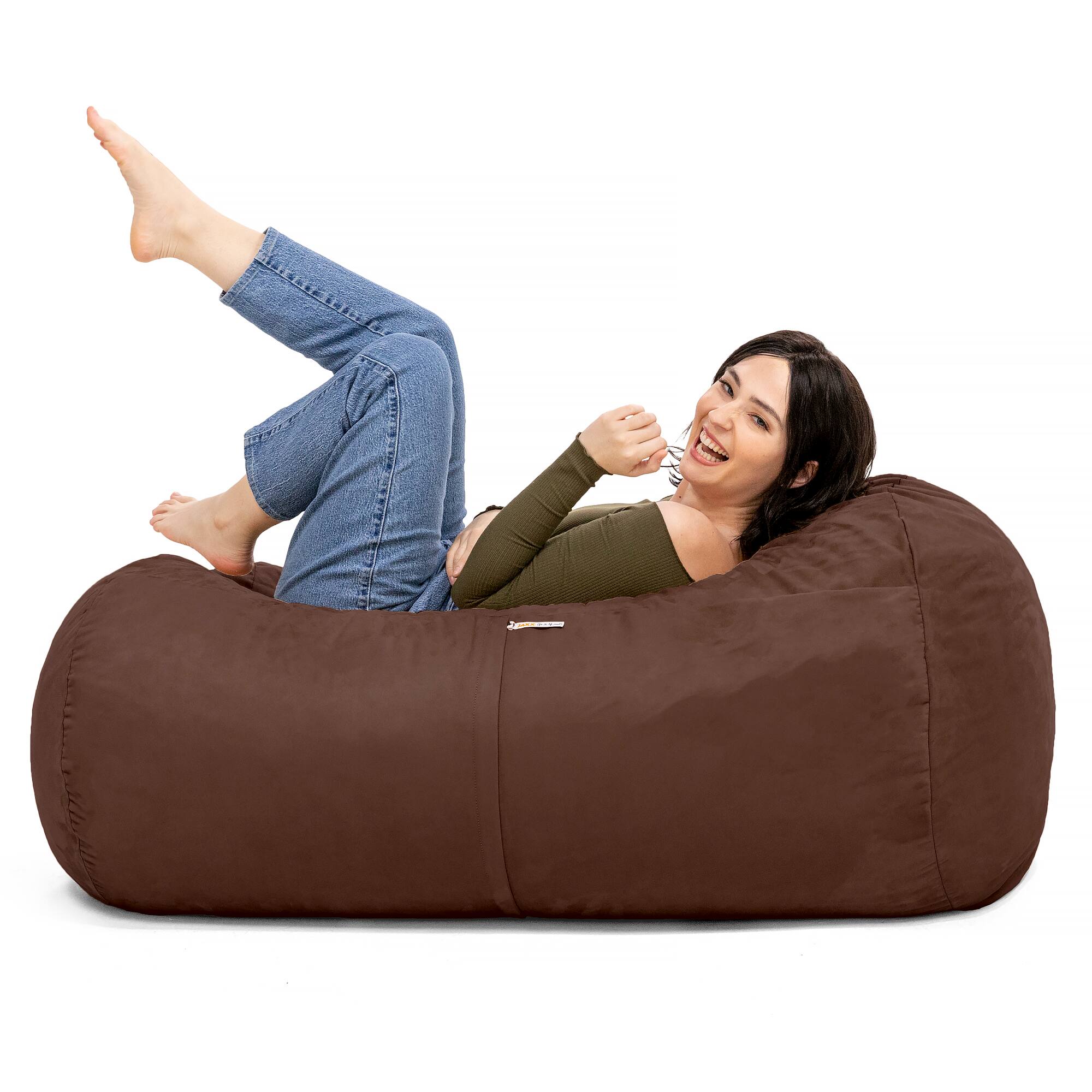 Angle. Jaxx - Jaxx Sofa Saxx 4-foot Bean Bag Lounger, Chocolate - Chocolate.
