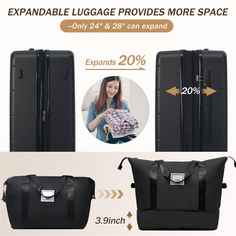 EXPANDABLE LUGGAGE PROVIDES MORE SPACE  
—Only 24" & 28" can expand  
Expands 20%  
3.9inch
