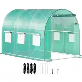 VEVOR - Walk-in Tunnel Greenhouse, 9.8 x 6.6 x 6.6 ft Portable Plant Hot House with Galvanized Steel Hoops, 1 Top Beam - Green