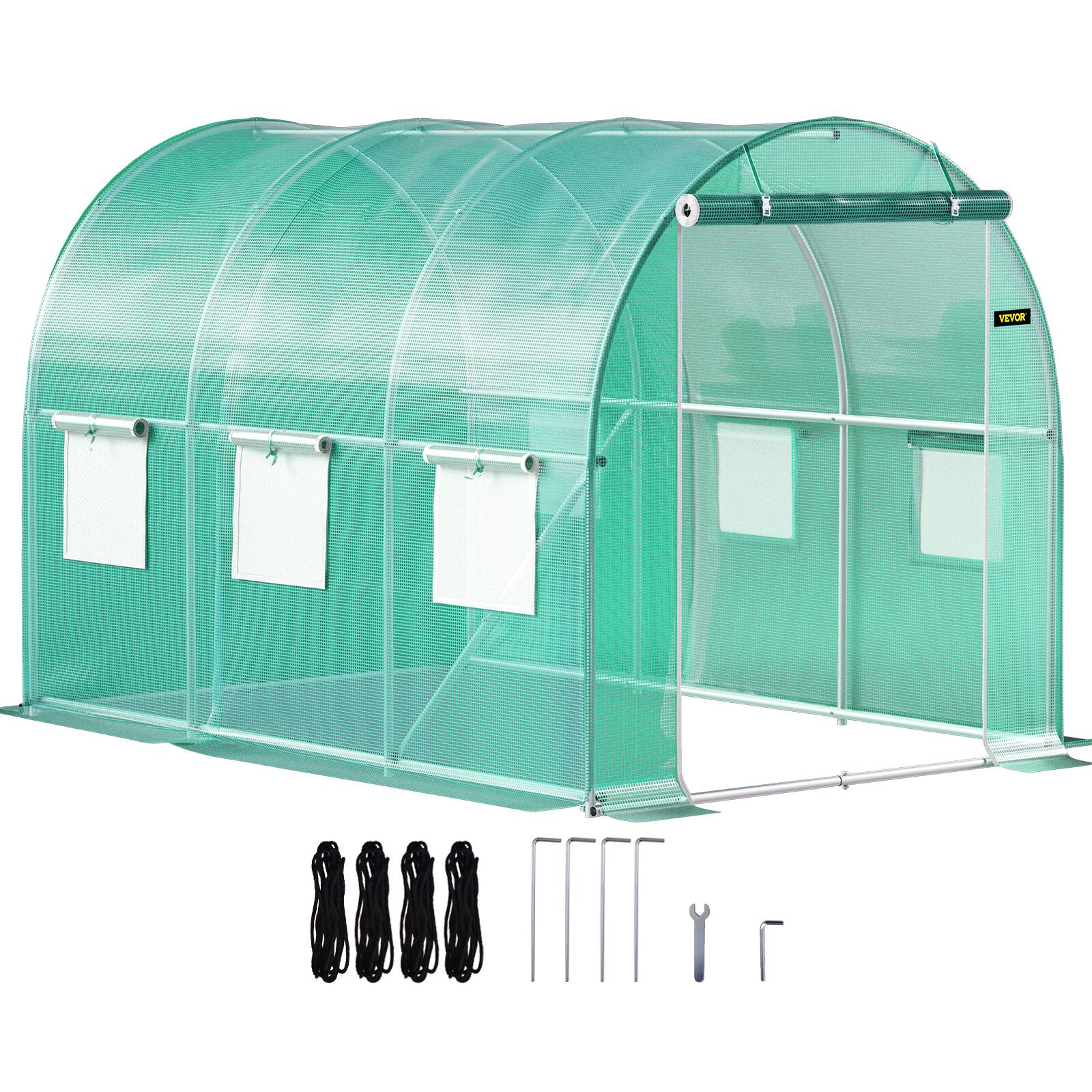 VEVOR - Walk-in Tunnel Greenhouse, 9.8 x 6.6 x 6.6 ft Portable Plant Hot House with Galvanized Steel Hoops, 1 Top Beam - Green