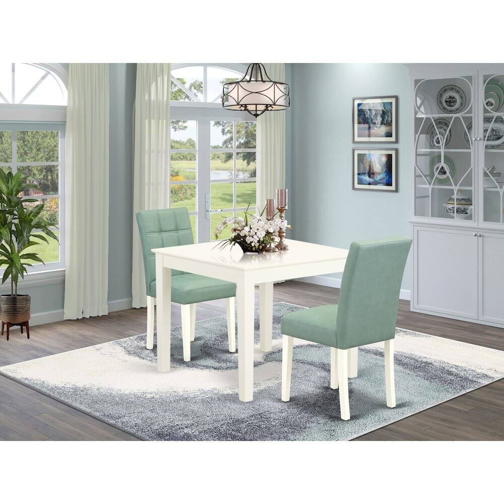 Alt View 7. East West Furniture - 3 Piece Mid Century Modern Dining Set contain A Dinning Table - White.