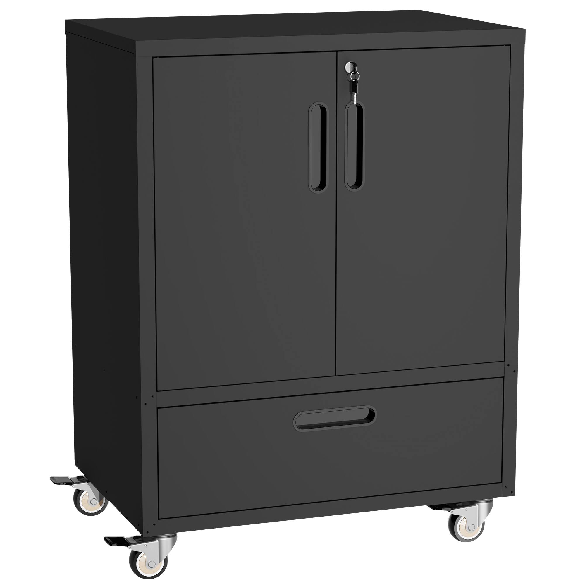 Alt View 9. LOVMOR - 40 inch H x 30 inch W x 20 inch D Mobile Tool Cart with Lockable Casters and Drawer Heavy Duty Steel Storage Organizer.