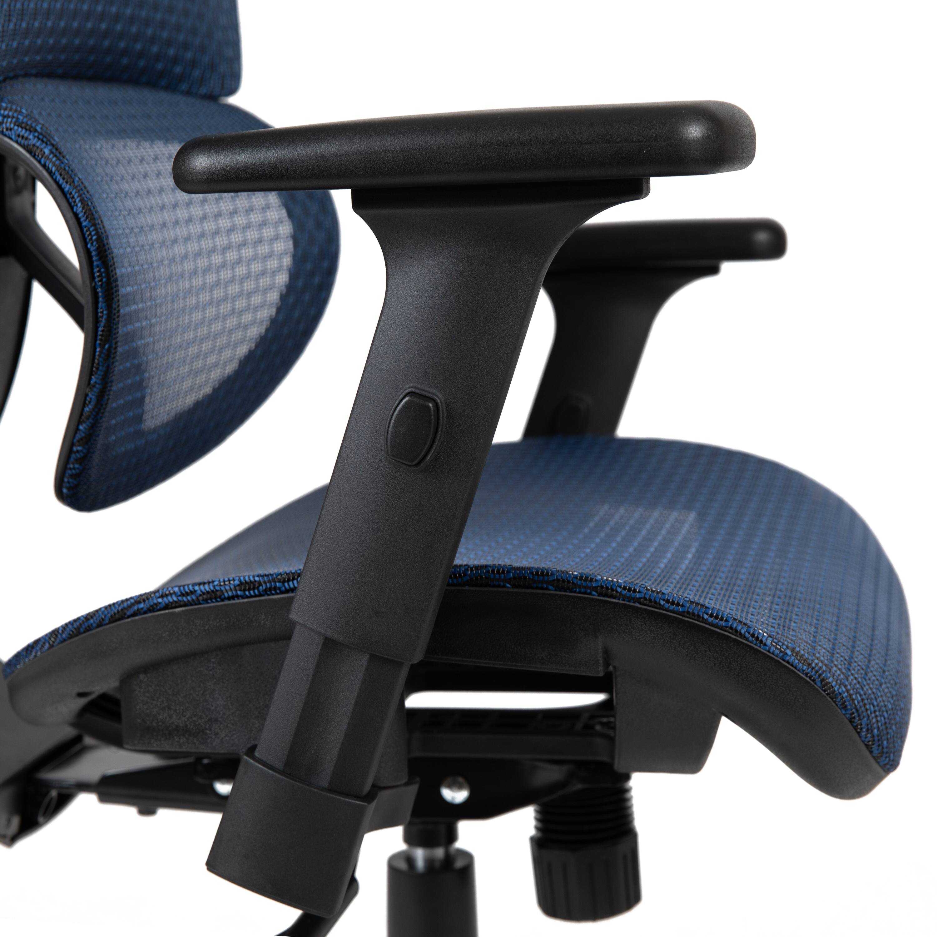 Alt View 10. Emma + Oliver - Ergonomic Mesh Office Chair-Synchro-Tilt, Headrest, Adjustable Pivot Arms - Blue.