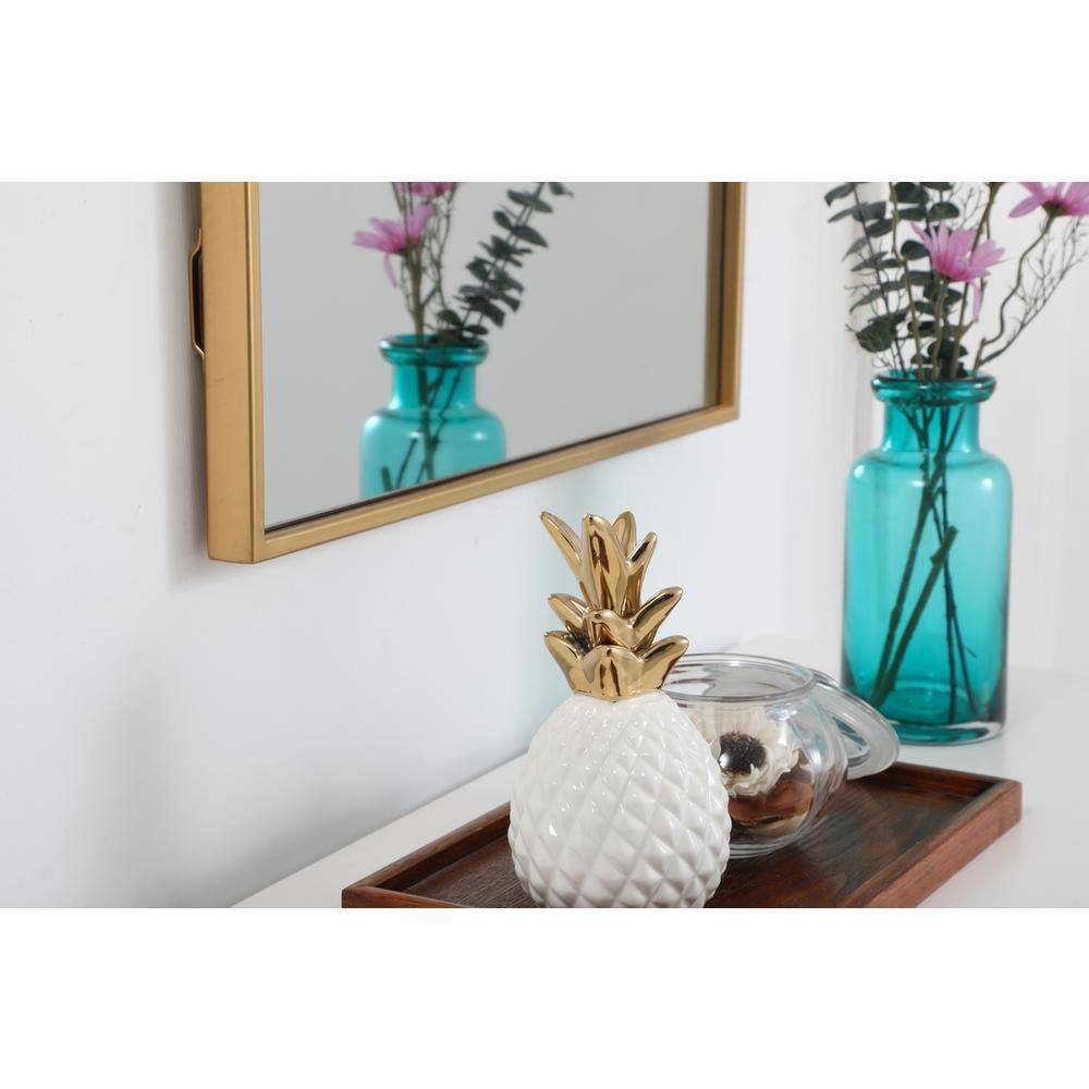 Back. Elegant Decor - Metal frame rectangle mirror 20 inch in Brass - Brass.