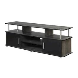 FurniFact - Weathered Gray/Black TV Stand with Melamine Veneer and Sturdy Construction - Gray Black