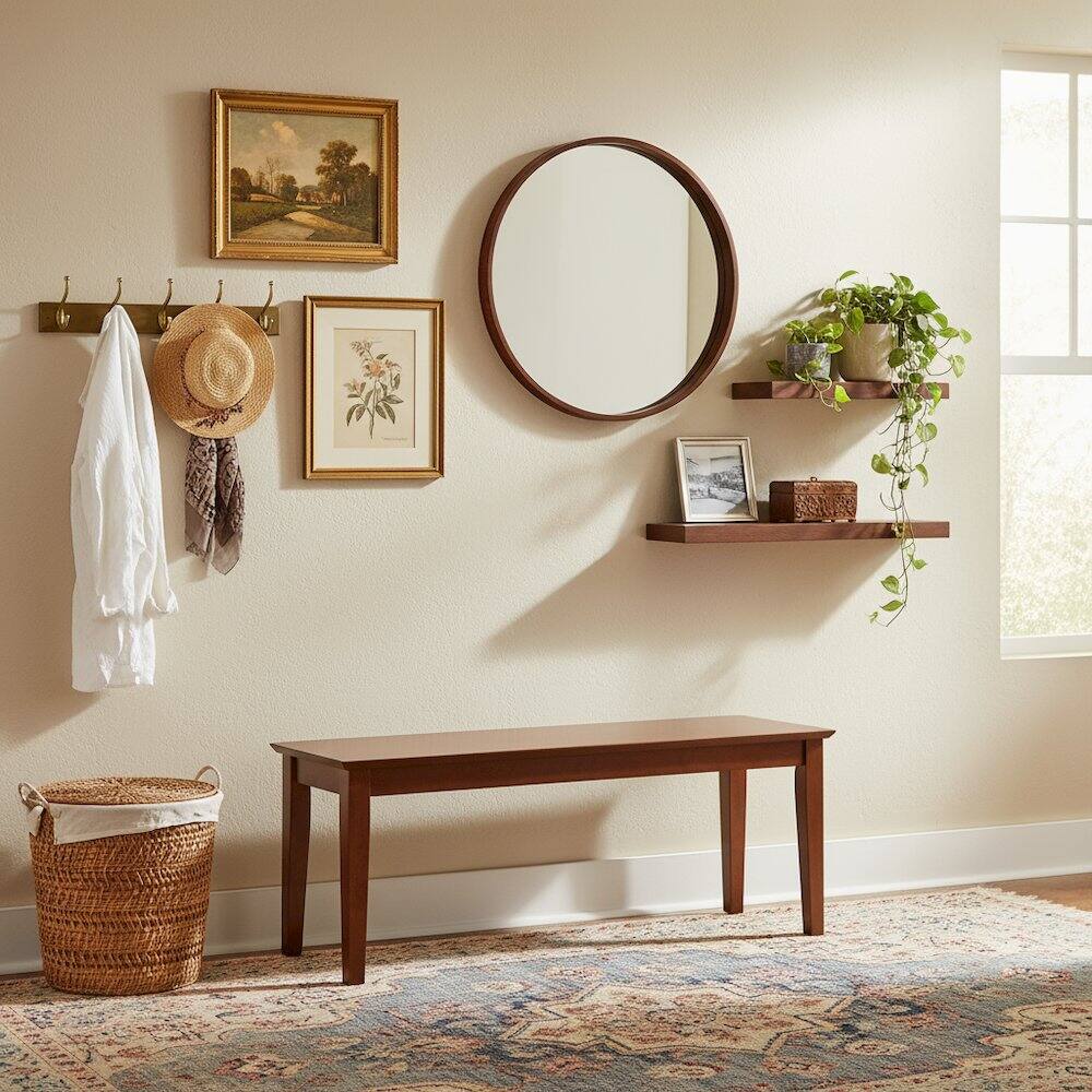 Back. FurniFact - Dining Bench - Mahogany.