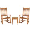 Front. Costway - Costway 3 PCS Eucalyptus Rocking Chair Set W/ Coffee Table 2 Wood Conversation Chairs - Natural.