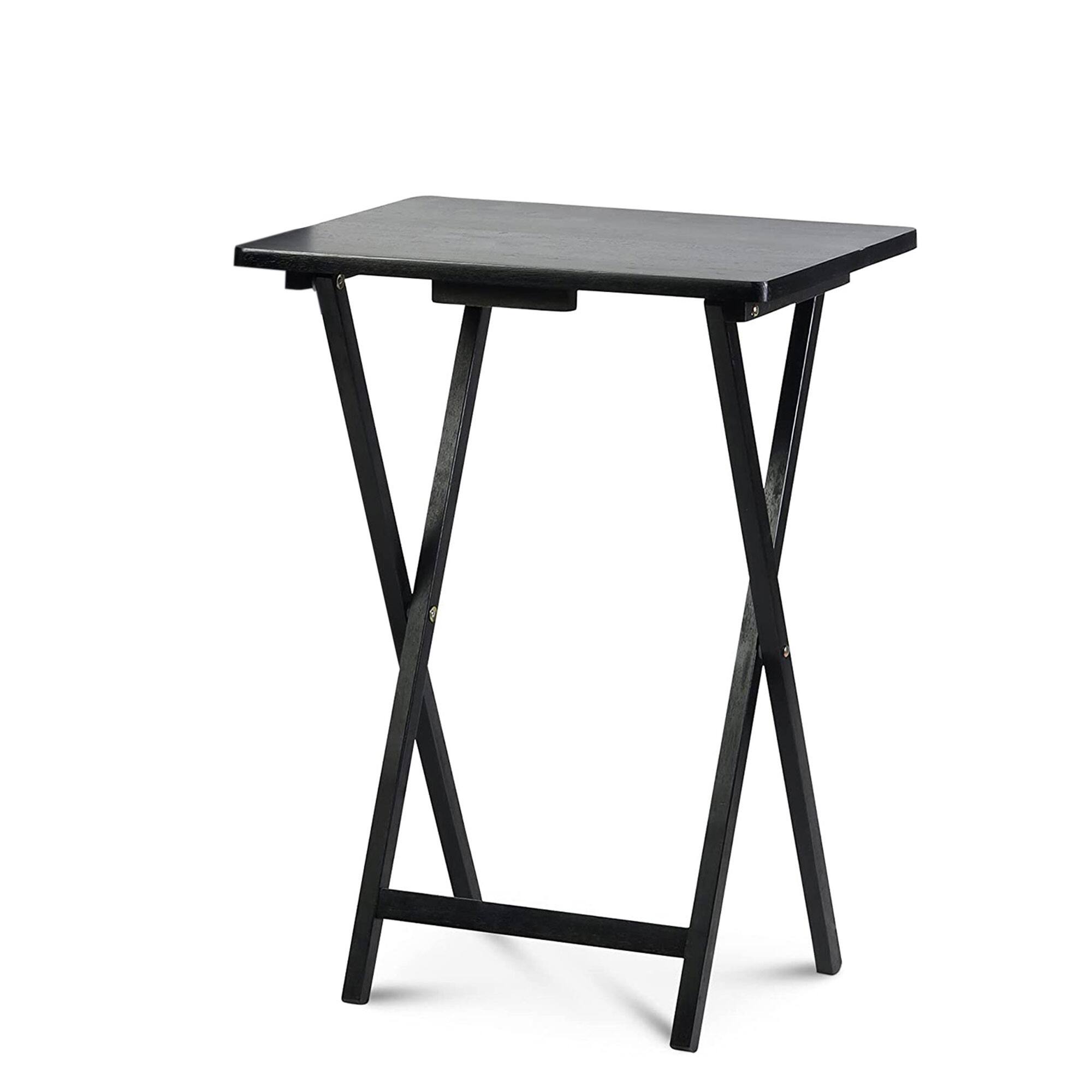 Alt View 4. PJ Wood - PJ Wood Folding TV Tray Tables with Compact Storage Rack, Black, 5 Piece Set - Black.
