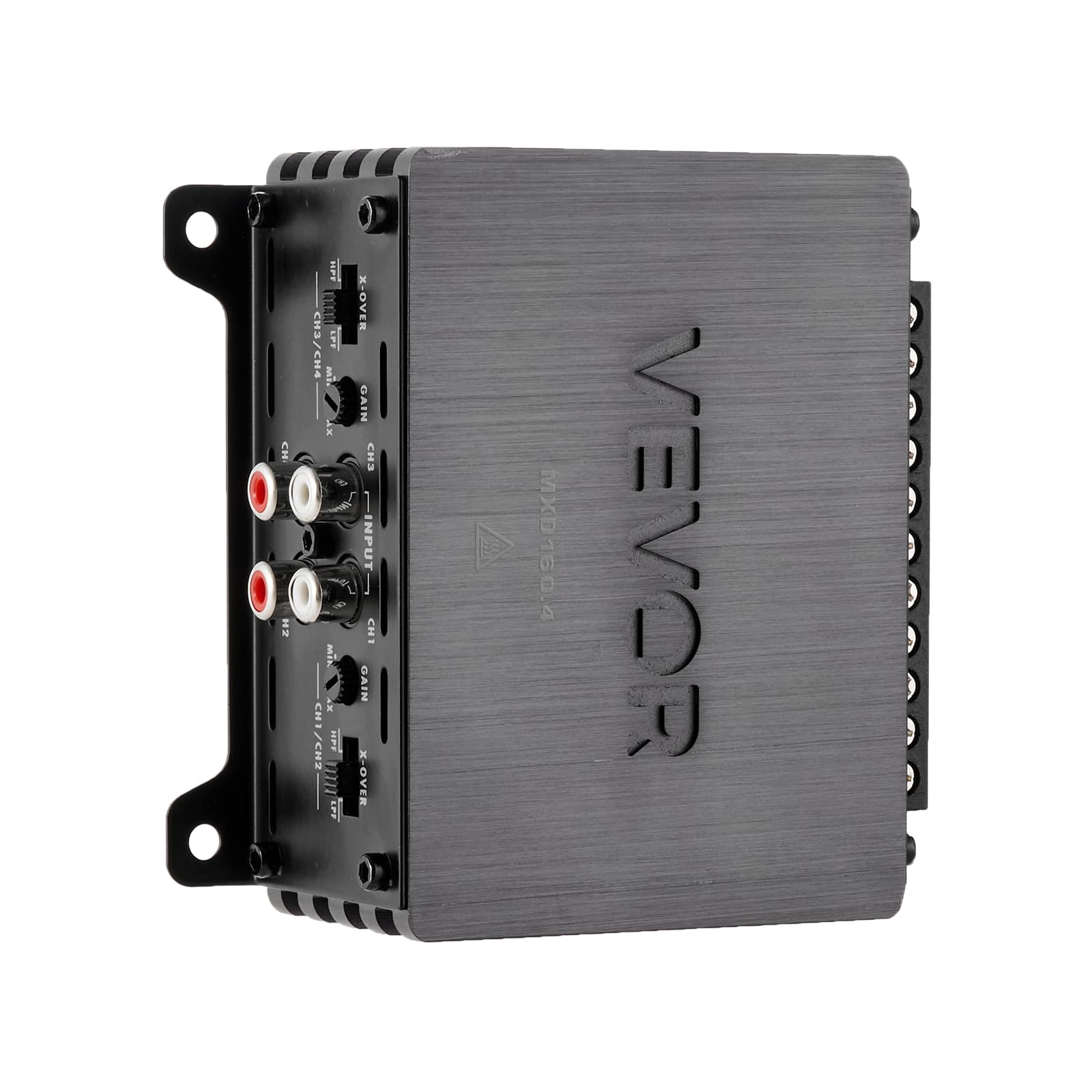 VEVOR - 4 Channel Car Audio Amplifier 2 Ohm Stable Bridgeable Class D Full Range Amp Max Power 4 x 110W @ 4 Ohm / 4 x 160W - Titanium Gray