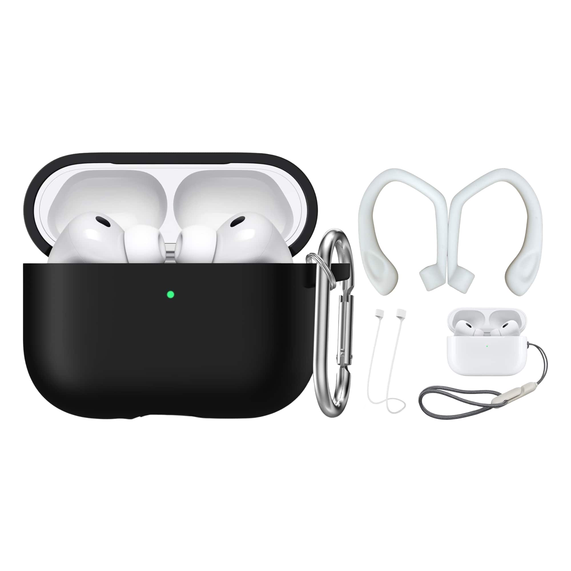 Rainforest Accessories - Silicone Case For Apple Airpods Pro 3rd Generation With Accessories - Black