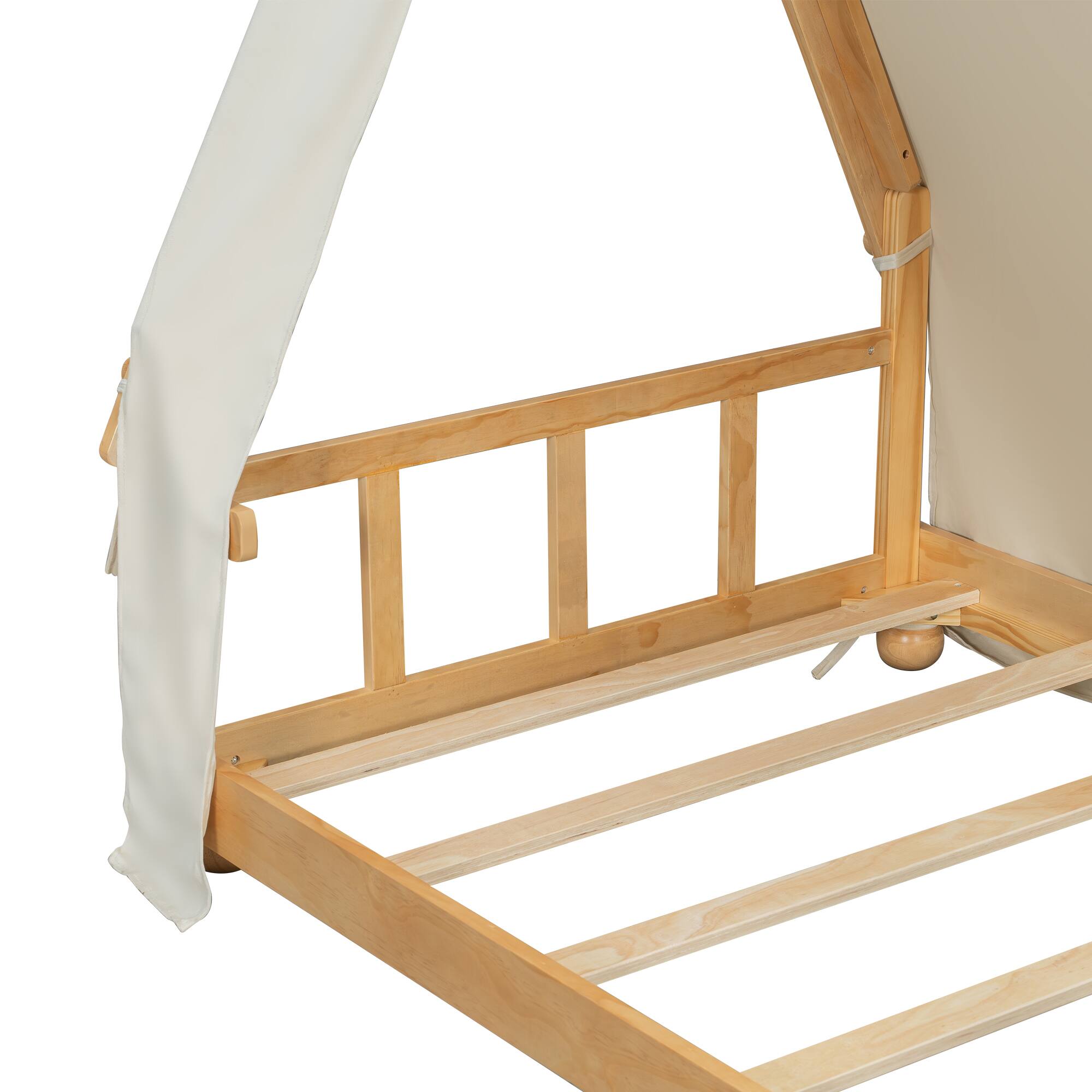 Alt View 2. Anysun - Twin Size House Bed with Tent and Light - White.