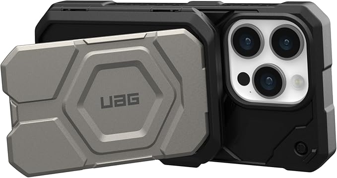 Back. UAG - UAG Magnetic RFID Wallet with Stand Silver/Black - Silver/Black.