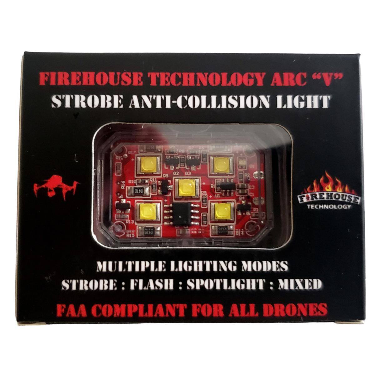 FIREHOUSE TECHNOLOGY ARC "V" STROBE ANTI-COLLISION LIGHT

MULTIPLE LIGHTING MODES
STROBE : FLASH : SPOTLIGHT : MIXED

FAA COMPLIANT FOR ALL DRONES