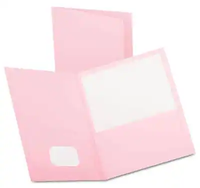 Front. Oxford - Oxford Twin-Pocket Folder, Embossed Leather Grain Paper, Pink, 25/Box (57568EE) - Pink.