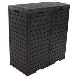 Sunnydaze - 78 Gal. Outdoor Double Trash Can with Lids and Drip Trays - Black