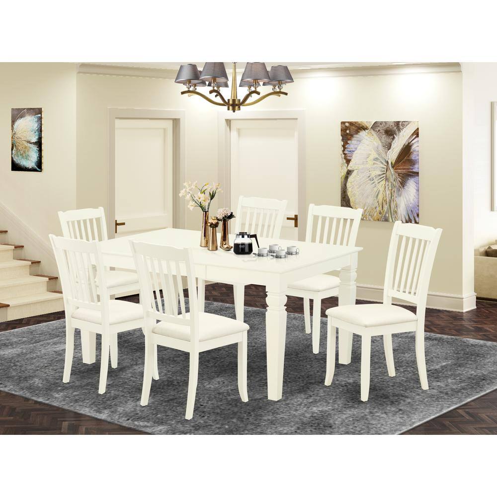 Left. East West Furniture - Dining Room Set Linen White - Brown.