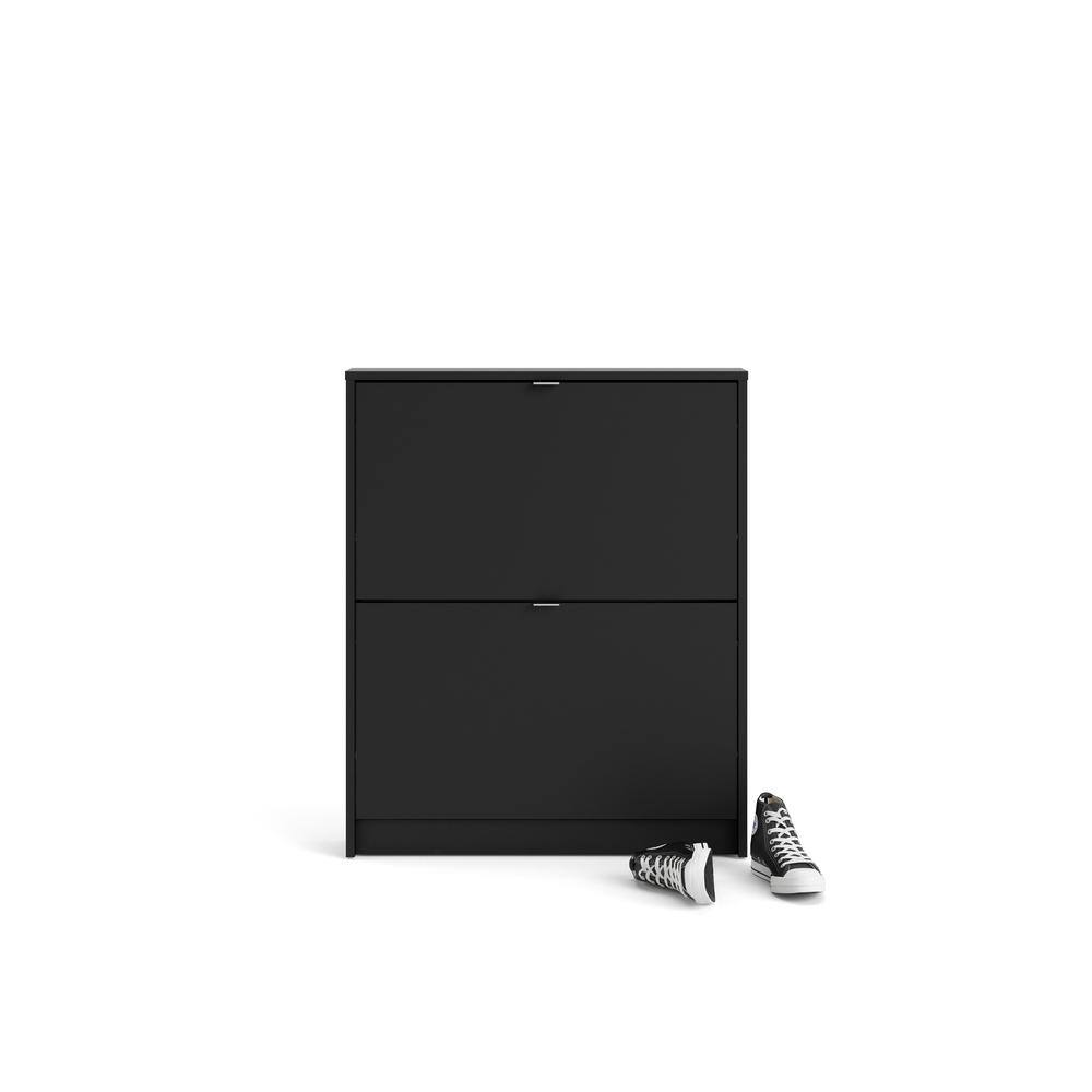 Back. Tvilum - Bright 2 Drawer Shoe Cabinet Matte - Black.