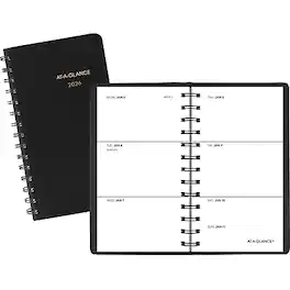 AT-A-GLANCE - 2026 2.5" x 4.5" Weekly Planner, Faux Leather Cover - Black