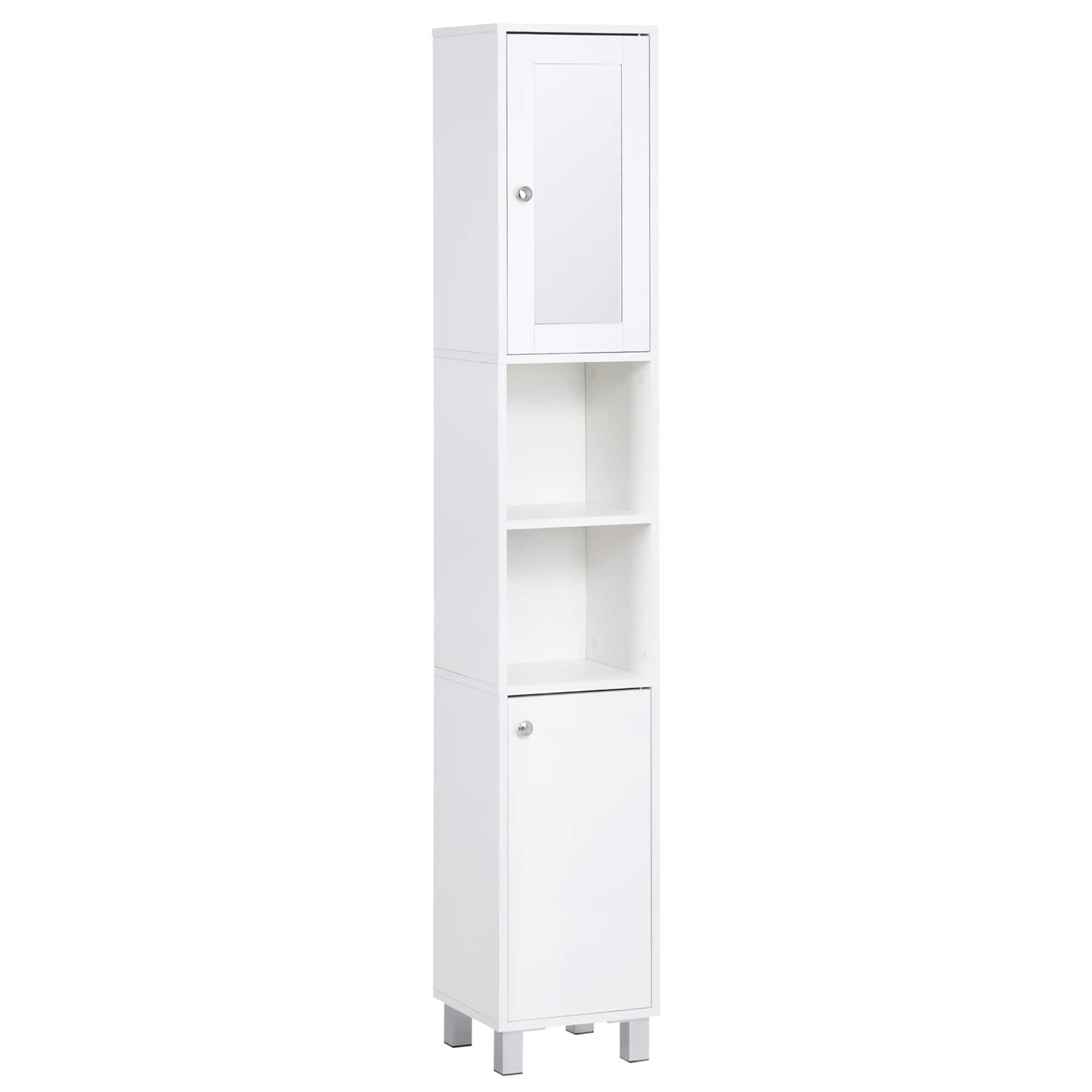 Kleankin - 71" Slim Freestanding Bathroom Floor Cabinet Tower Organizer - White