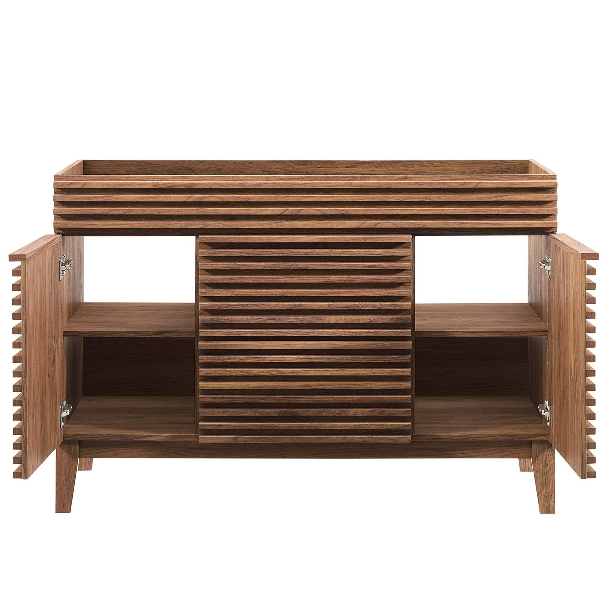 Alt View 4. Modway - Render 48" Bathroom Cabinet Basin Not Included by Modway - Walnut.