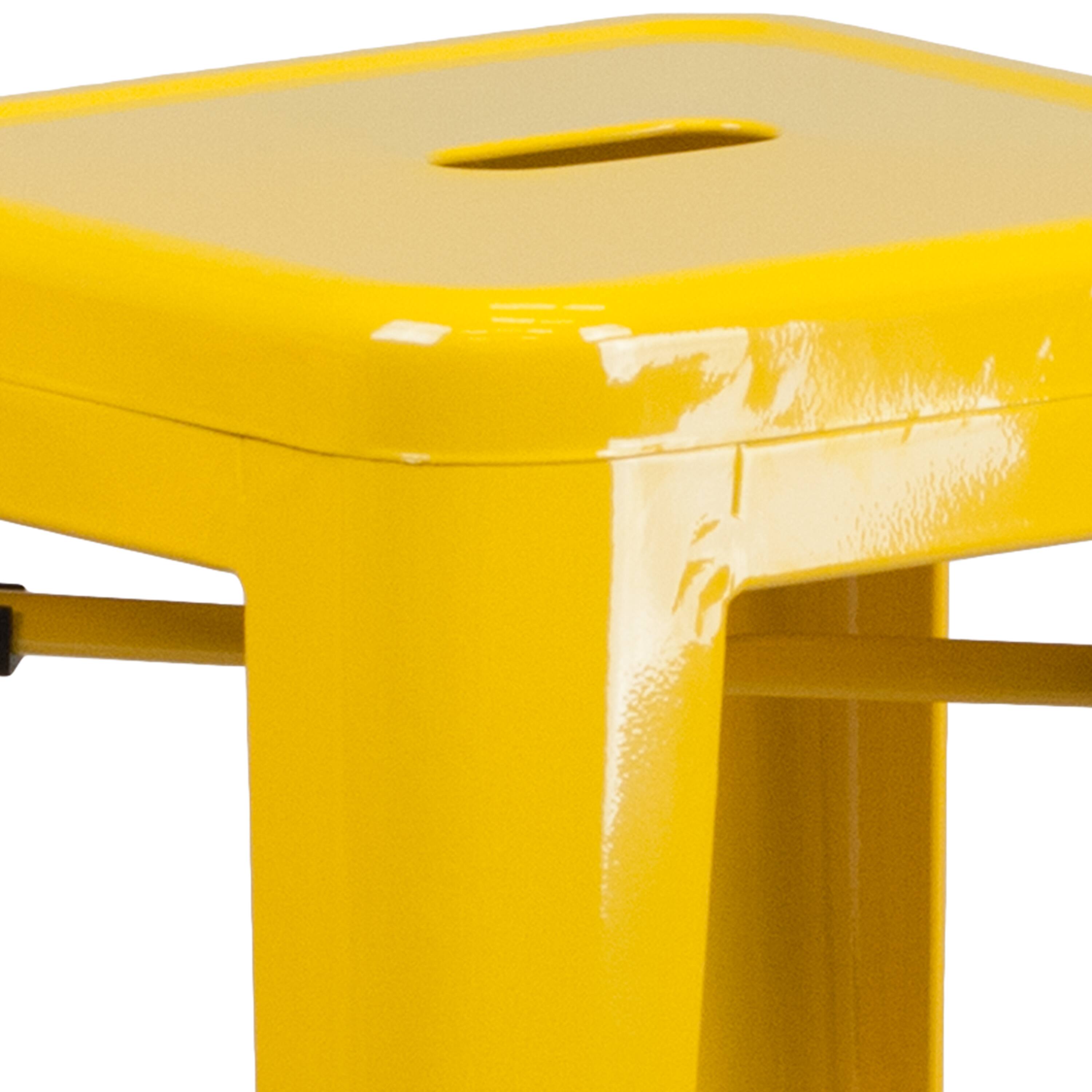 Alt View 7. Emma + Oliver - Commercial Grade 30"H Backless Metal Indoor-Outdoor Barstool with Square Seat - Yellow.
