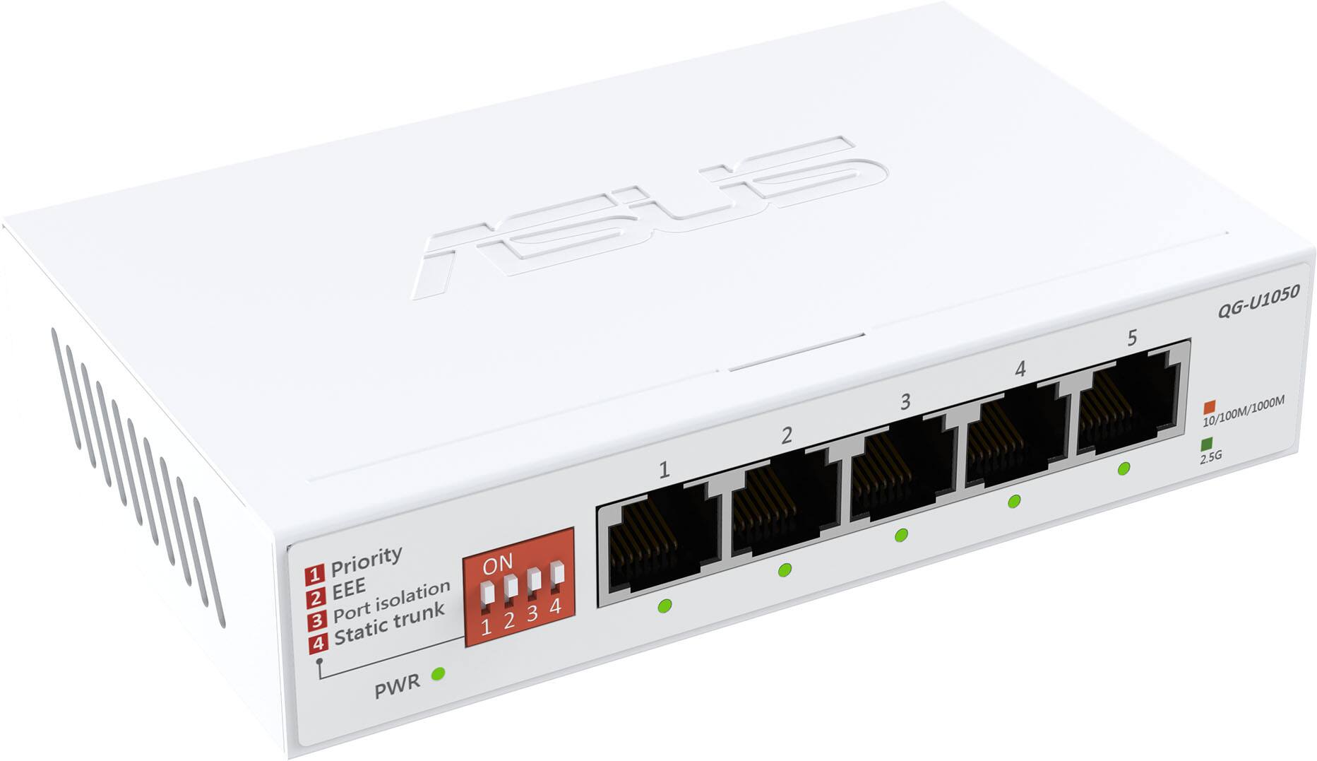 ASE 4 3 2 1 5 QG-U1050 10/100M/1000M 2.5G 1 Priority ON 2 EEE isolation Port trunk 3 4 3 Static 1234 1 2 4 PWR