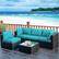 Alt View 3. Costway - 5PCS Patio Rattan Furniture Set Cushioned Sofa Chair Tea Table - Turquoise.