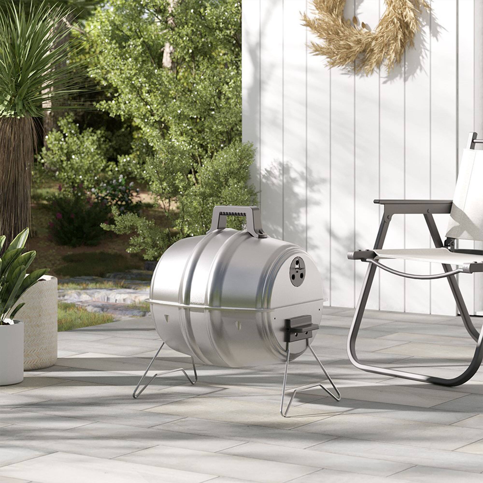 Alt View 2. Americana Grills - Americana Grills Keg A Que Charcoal BBQ Portable Grill, 186 Square Inch, Silver - Silver.