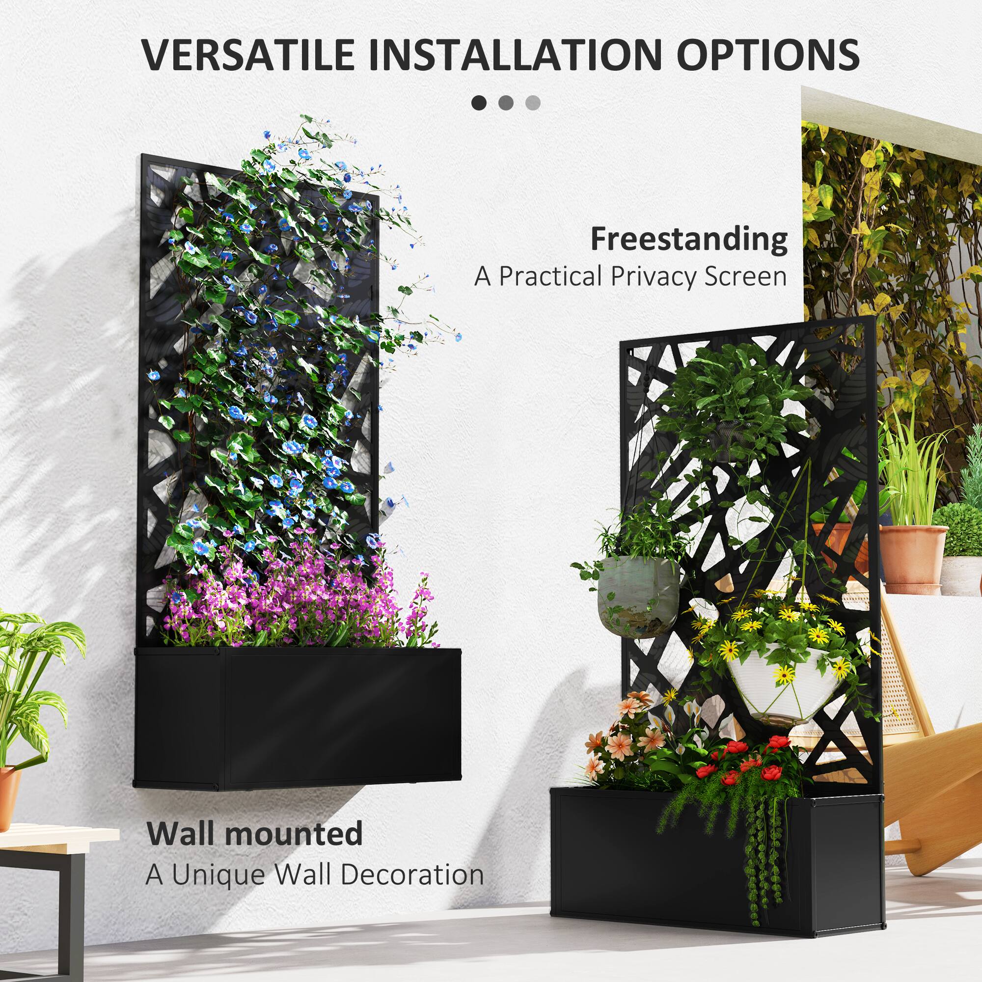 VERSATILE INSTALLATION OPTIONS

Freestanding - A Practical Privacy Screen
Wall mounted - A Unique Wall Decoration